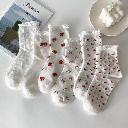 Strawberry Cotton Ruffle Socks