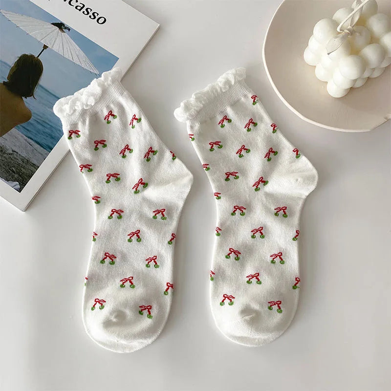 Strawberry Cotton Ruffle Socks