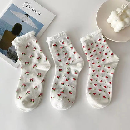 Strawberry Cotton Ruffle Socks