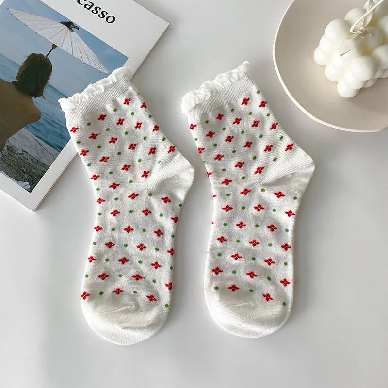 Strawberry Cotton Ruffle Socks