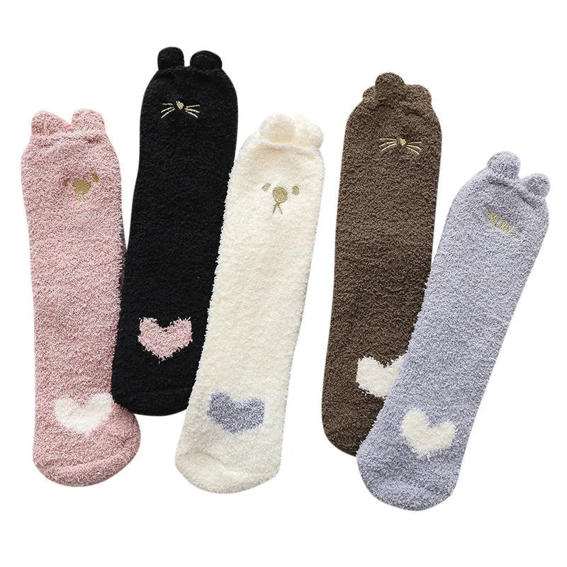 Warm & Fuzzy Cartoon Animal Sock, 5 Pair